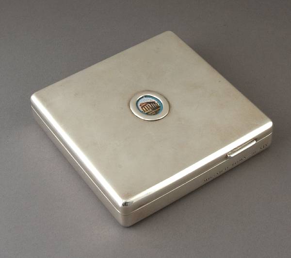 Appraisal: An Italian silver cigarette box G Petochi Rome the lid