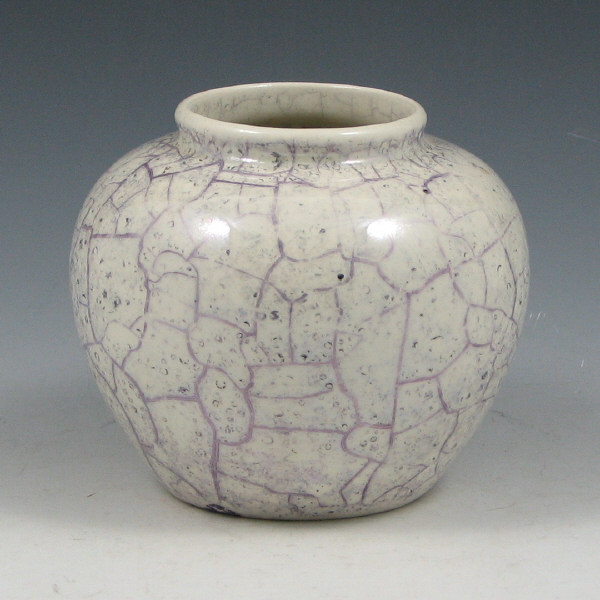 Appraisal: Weller Cloudburst bulbous cabinet vase with purple marbleized effect to