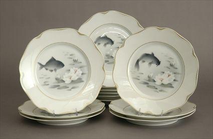 Appraisal: Set of Twelve Rosenthal Porcelain Fish Plates Each in diam