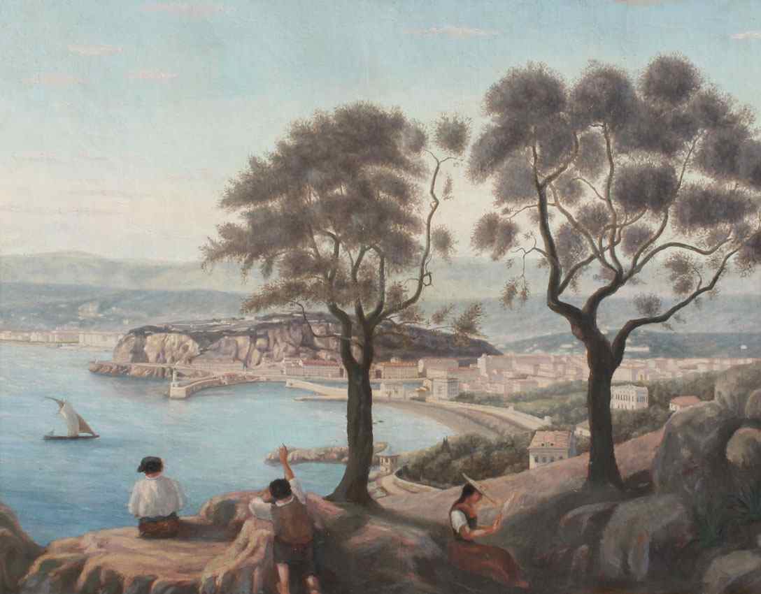 Appraisal: TH CENTURY ITALIAN COASTAL VIEW WITH FIGURES Oil Canvas probably