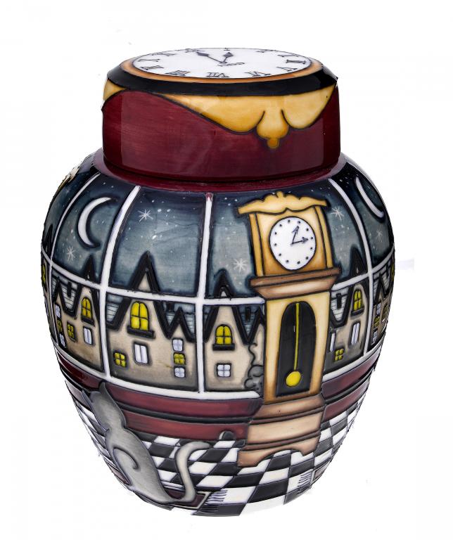 Appraisal: A MOORCROFT HICKORY DICKORY DOCK GINGER JAR AND COVER DESIGNED