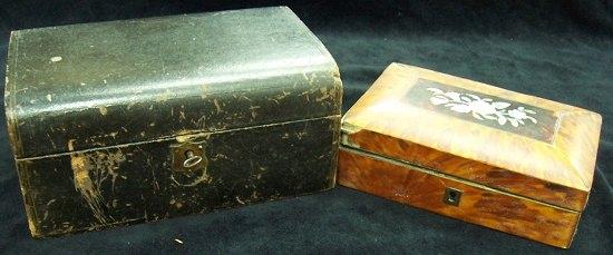 Appraisal: A tortoiseshell box with mother-of-pearl central floral panel cm wide