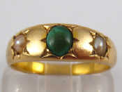 Appraisal: A yellow metal tests carat gold turquoise and cultured pearl