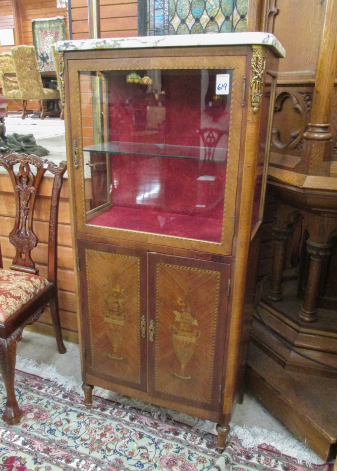 Appraisal: LOUIS XVI STYLE INLAID CABINET VITRINE Continental early th century