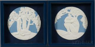 Appraisal: Pair of Wedgwood Solid Light Blue Jasper Adam and Eve