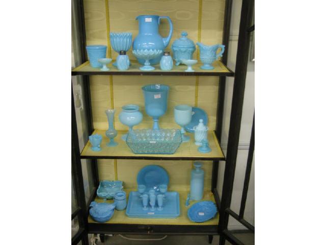 Appraisal: pc Blue Art Glass Collection mostly French blue opaque or