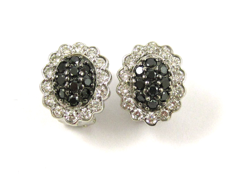 Appraisal: PAIR OF BLACK AND WHITE DIAMOND EARRINGS each k white