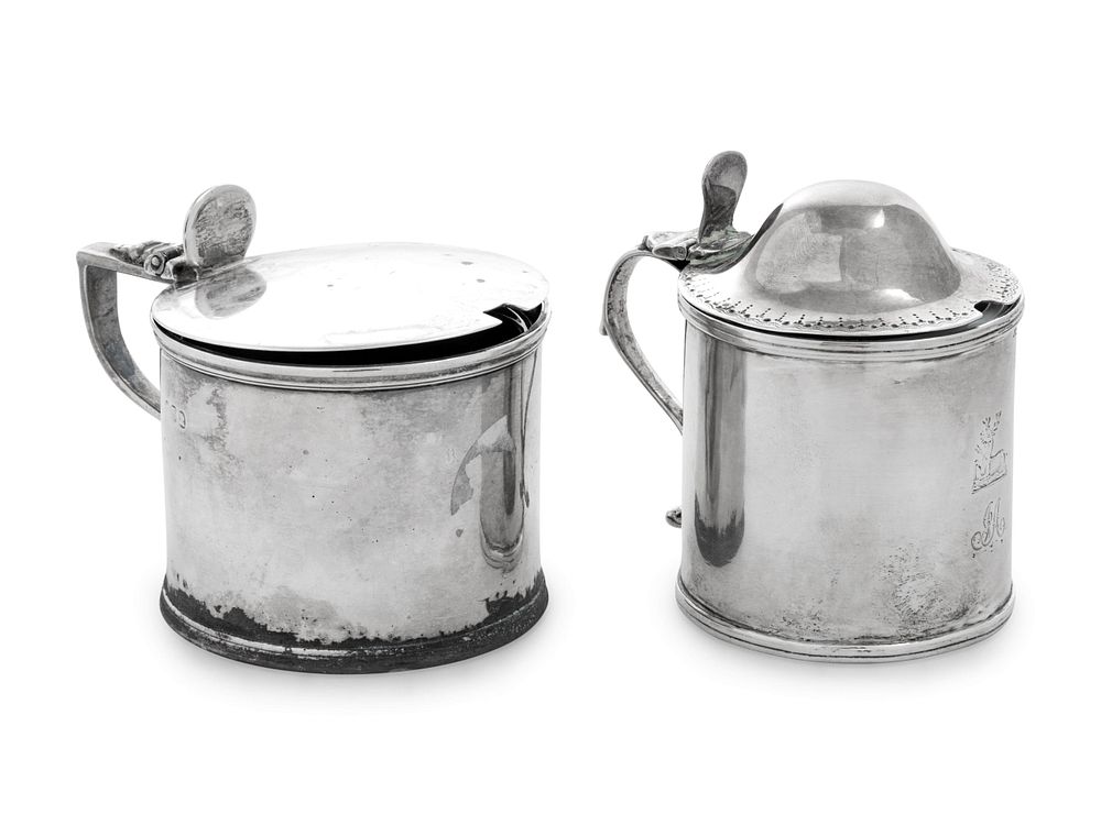 Appraisal: Two English Silver Mustard Pots Two English Silver Mustard Pots