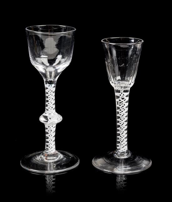 Appraisal: Sale Lot Two English Glass Wine Goblets th century comprising