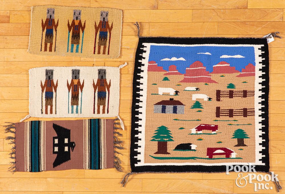 Appraisal: Group of Navajo Indian pictorial weavings Group of Navajo Indian