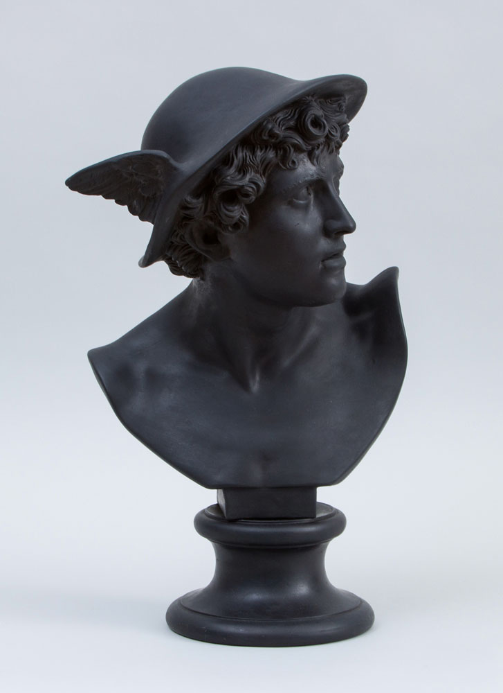 Appraisal: WEDGWOOD BLACK BASALT BUST OF MERCURY Impressed 'Wedgwood' on reverse