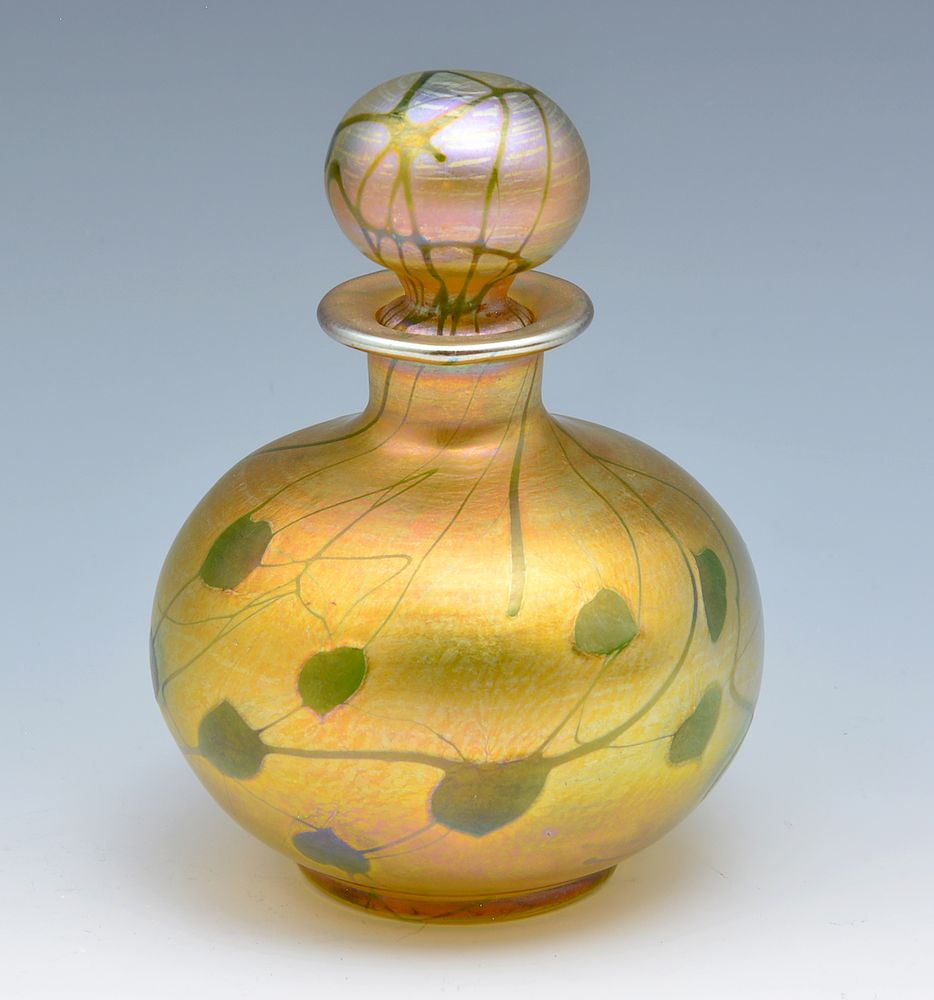 Appraisal: Louis Comfort Tiffany decorated favrile perfume bottle Louis Comfort Tiffany