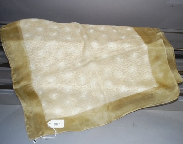 Appraisal: Sheer cream tan tiny leaf print with tan border silk