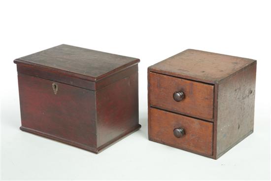 Appraisal: TWO BOXES American nd half- th century Dovetailed poplar lockbox