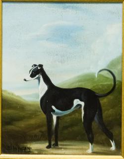 Appraisal: Signed Shipley Portrait of a black and white whippet or