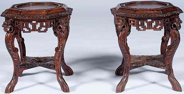 Appraisal: Chinese Fern Stands in Rosewood Chinese th century a pair