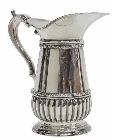 Appraisal: Peruvian sterling silver pitcher Camusso th c scrolled handle wide