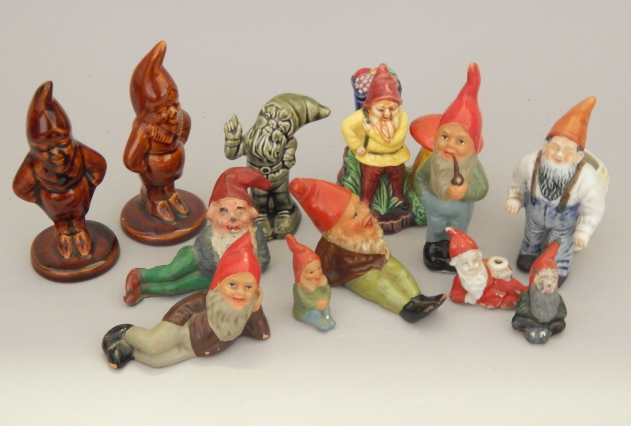 Appraisal: Various small garden gnome related figures to include a pair