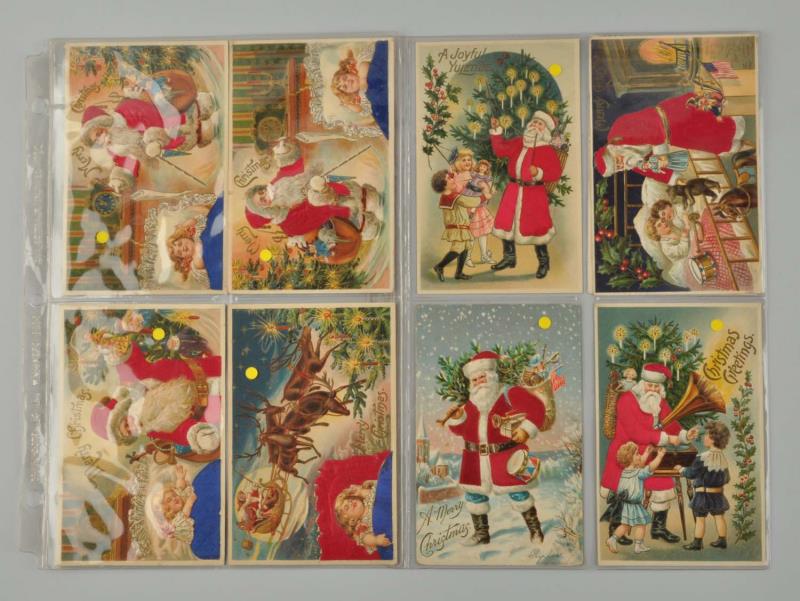 Appraisal: Lot Of Santa In Silk Suits Postcards This lot includes