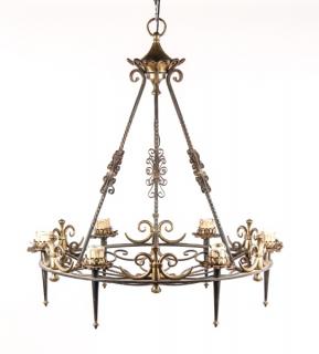 Appraisal: French Bronze Iron Light Chandelier French late th early th