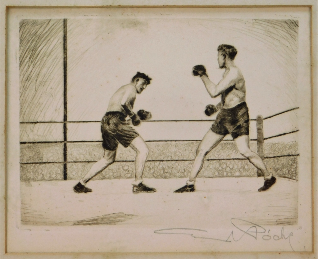 Appraisal: AMERICAN SOCIAL REALIST ASHCAN BOXING ETCHING United States th CenturyRealist