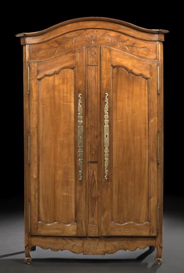 Appraisal: Provincial Louis XV-Style Cherrywood Armoire third quarter th century the