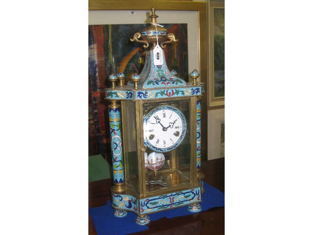 Appraisal: Reproduction cloisonne and gilt metal four glass clock