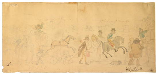 Appraisal: ORIGINAL ILLUSTRATION Cruikshank George Pencil and watercolor drawing entitled The