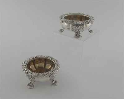 Appraisal: A pair of George IV squat circular salts on four