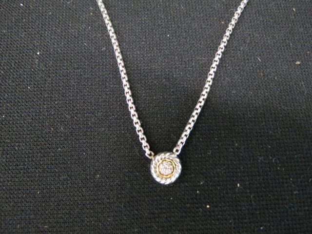 Appraisal: David Yurman Diamond Necklace k gold sterling silver diamonds totaling