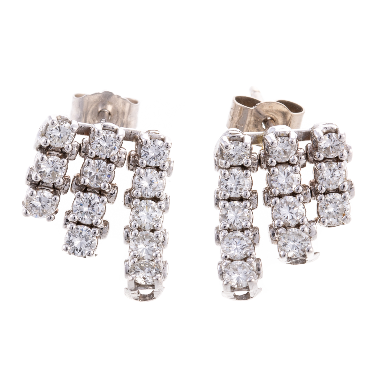 Appraisal: A PAIR OF DIAMOND FRINGE EARRINGS IN K K white