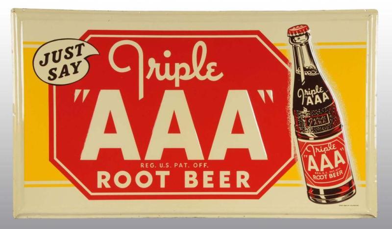 Appraisal: Embossed Tin AAA Root Beer Sign Description Circa s to