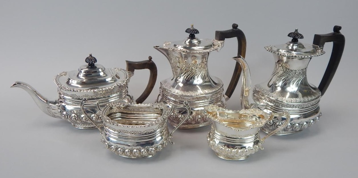 Appraisal: A Victorian silver five piece tea set each piece cast