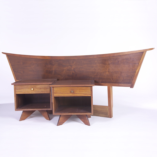 Appraisal: GEORGE NAKASHIMA WIDDICOMB East Indian Laurel queen-size pagoda-shaped headboard with