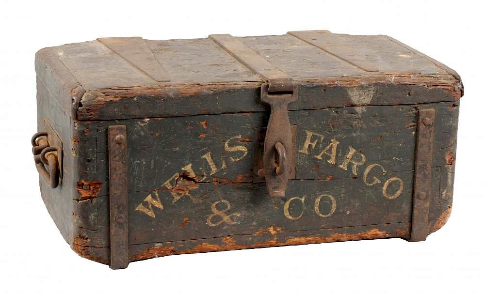 Appraisal: Wells Fargo Co Wooden Safe Box This all original safe