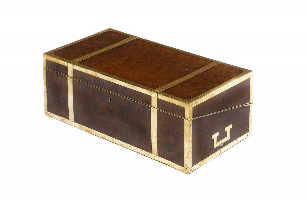 Appraisal: A VICTORIAN BRASS BOUND PLUM PUDDING MAHOGANY WRITING BOX with