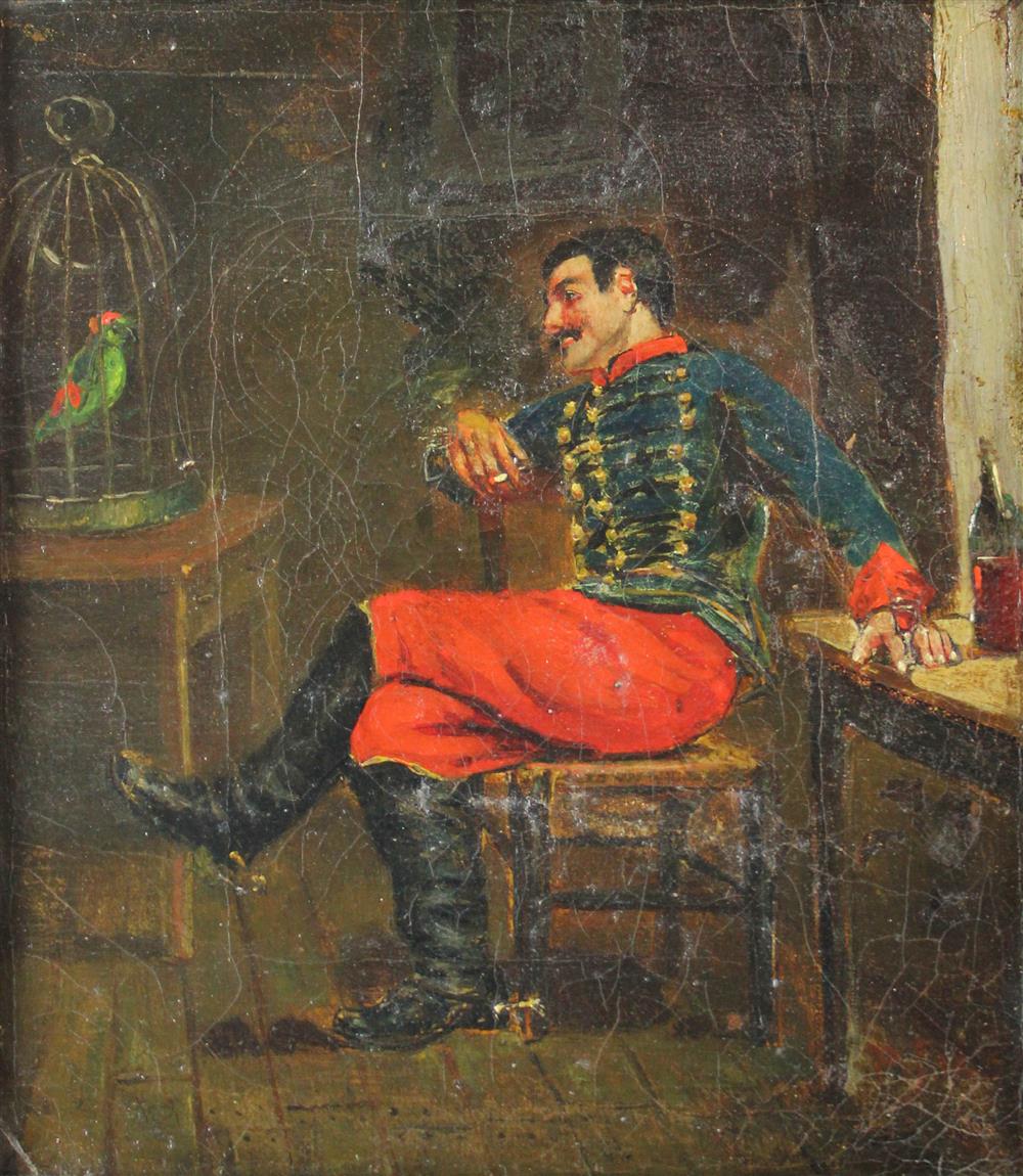 Appraisal: FRENCH SCHOOL TH CENTURY FRENCH OFFICER Oil on canvas x