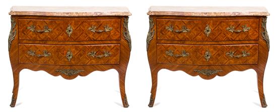 Appraisal: Sale Lot A Pair of Louis XVI Style Marquetry Bombe