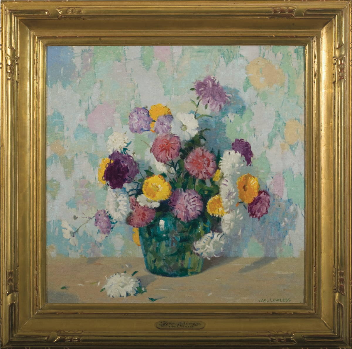 Appraisal: CARL E LAWLESS AMERICAN - SPRING BOUQUET STILL-LIFE WITH ASTERS