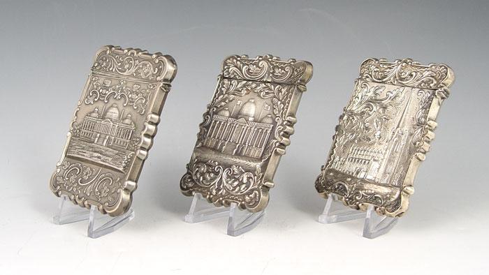 Appraisal: GROUP OF STERLING CARD CASES To include Embossed floral design