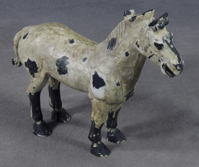 Appraisal: Asian-Style Brass Standing HorseWith appearance of multiple paint history mainly