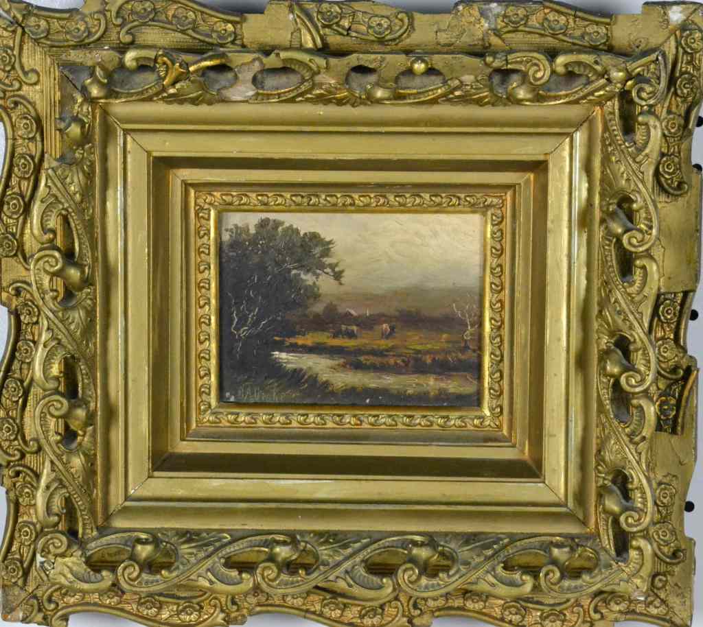 Appraisal: C A Drake Oil Painting On BoardDepicting landscape pastoral scene