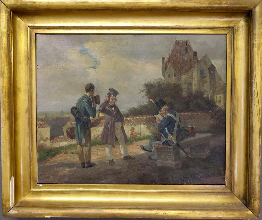 Appraisal: Hans Holzapfel Oil on Canvas of Musicians Hans Holzapfel Germany