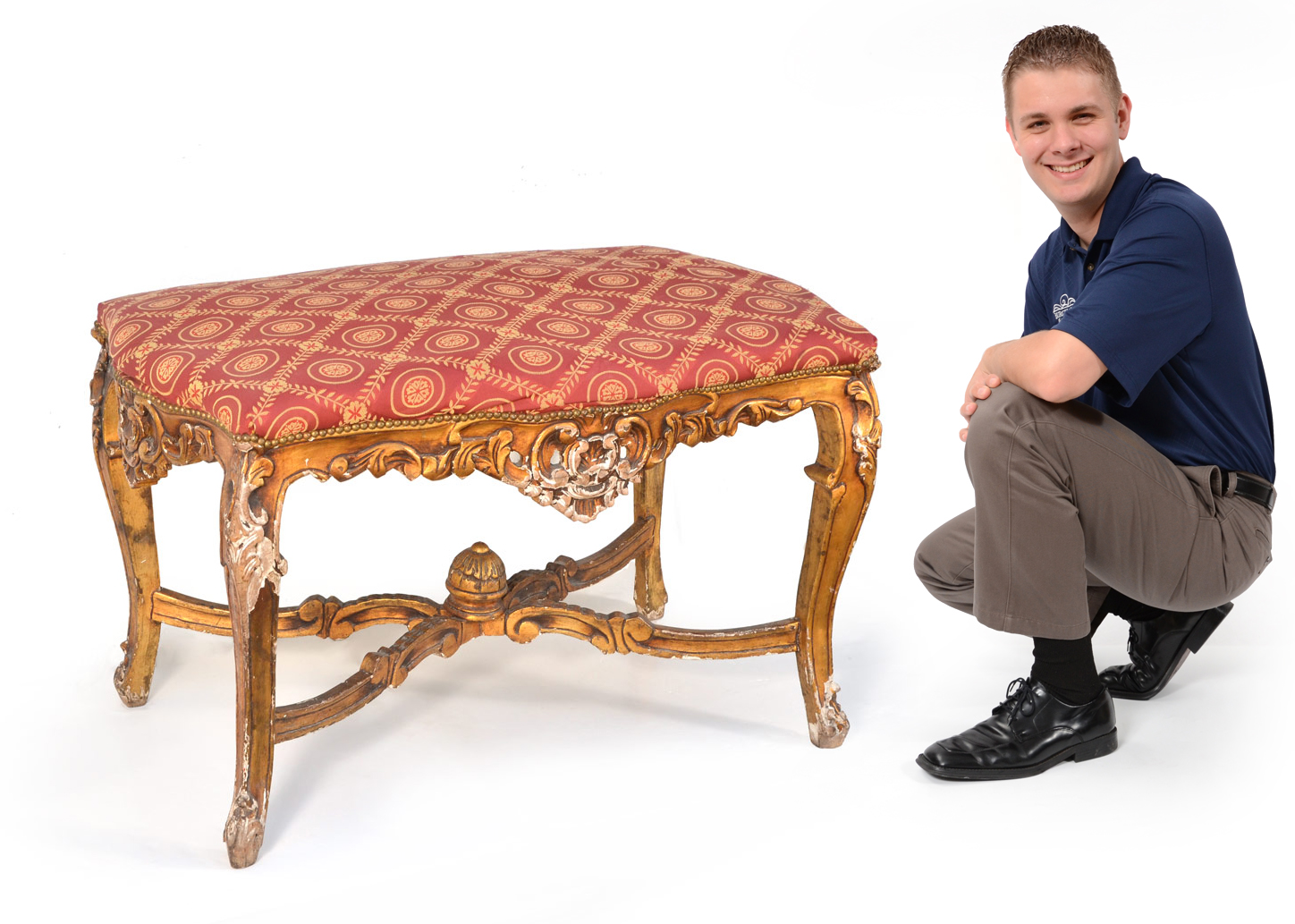 Appraisal: ITALIAN STYLE GOLD GILT OVERSIZED BENCH A most unusual large