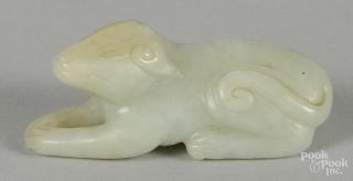 Appraisal: Chinese carved pale celadon jade recumbent animal figure '' l