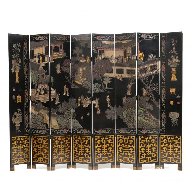 Appraisal: A LARGE CHINESE COROMANDEL EIGHT-PANEL FLOOR SCREEN First half th