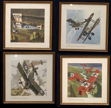 Appraisal: Four WWI Airplane Prints