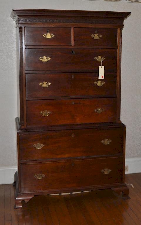 Appraisal: George III Carved Mahogany Chest On Chest in two parts