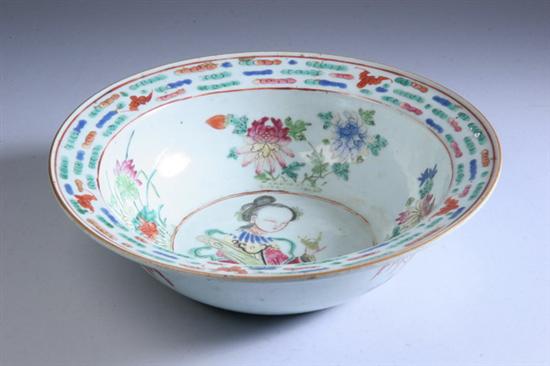 Appraisal: CHINESE FAMILLE ROSE PORCELAIN BASIN th century Figural and floral