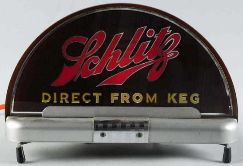 Appraisal: Schlitz Beer Cab Light-Up Reverse Glass Sign Manufactured by Price